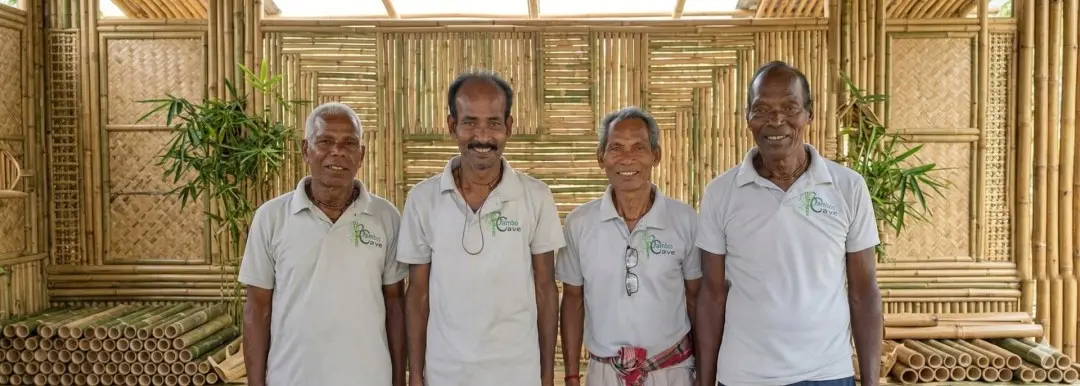 Bamboo Cave team members working together front view